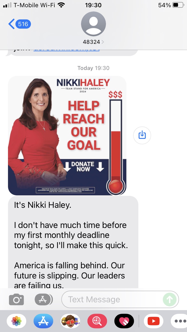 Short Code Nikki Haley text messaging